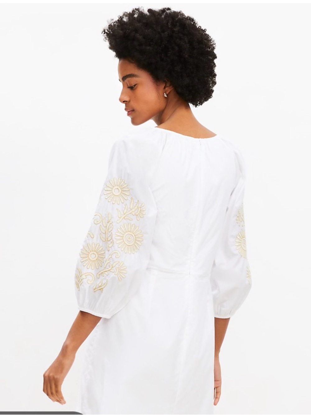 LOFT White embroidery sleeves dress - Picture 2 of 7